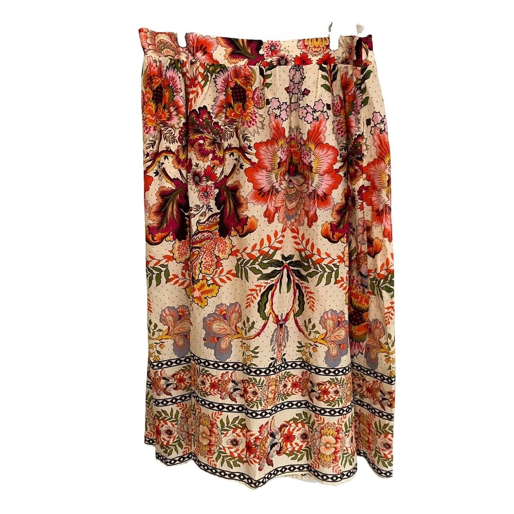 Philosophy Cotton Boho Floral Maxi Skirt 2X Pockets Cottage Fall Colors New